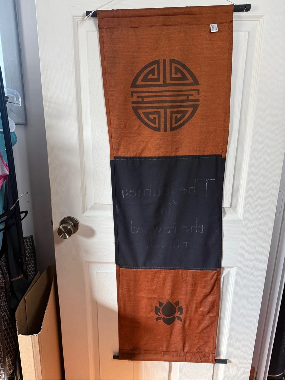 Tapestry Wall Hanging Rust & Black Taoist Proverb The Journey is the Reward